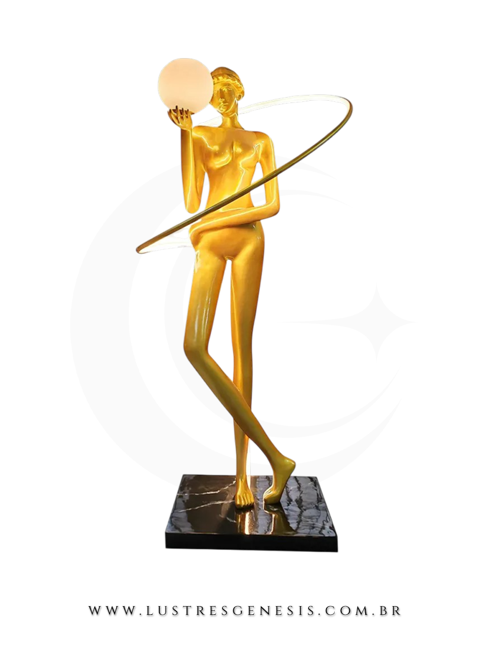 Coluna Atena Design Exclusivo Dourado e Preto 3000K